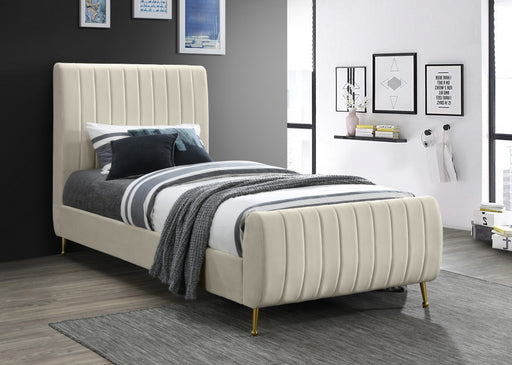 Zara Velvet Twin Bed (3 Boxes) Cream - ZaraCream-T