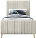 Zara Velvet Twin Bed (3 Boxes) Cream - ZaraCream-T