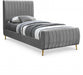 Zara Velvet Twin Bed (3 Boxes) Grey - ZaraGrey-T