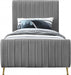 Zara Velvet Twin Bed (3 Boxes) Grey - ZaraGrey-T