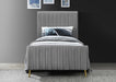 Zara Velvet Twin Bed (3 Boxes) Grey - ZaraGrey-T