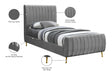 Zara Velvet Twin Bed (3 Boxes) Grey - ZaraGrey-T