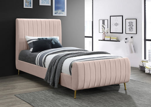 Zara Velvet Twin Bed (3 Boxes) Pink - ZaraPink-T