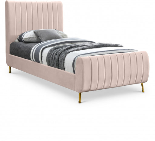 Zara Velvet Twin Bed (3 Boxes) Pink - ZaraPink-T