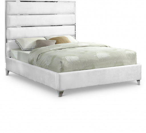 Zuma Velvet Full Bed White - ZumaWhite-F