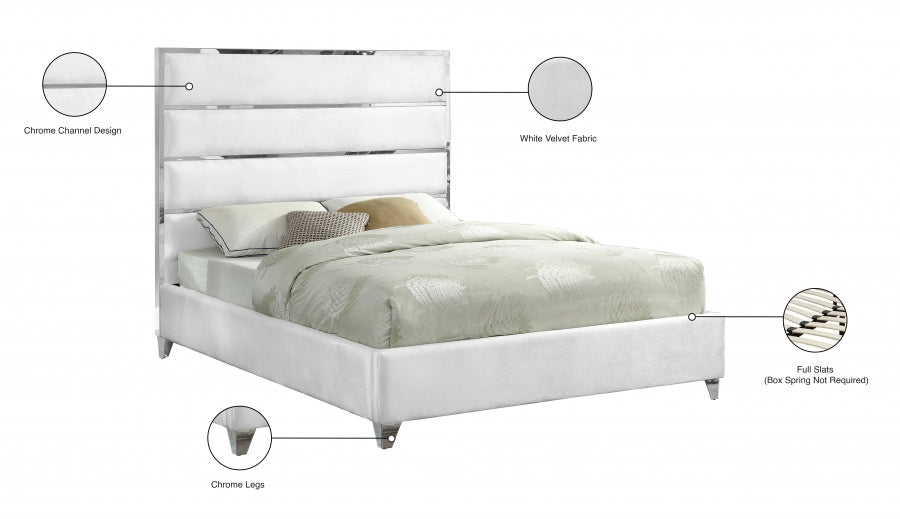 Zuma Velvet Full Bed White - ZumaWhite-F