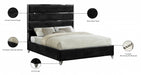 Zuma Velvet King Bed Black - ZumaBlack-K