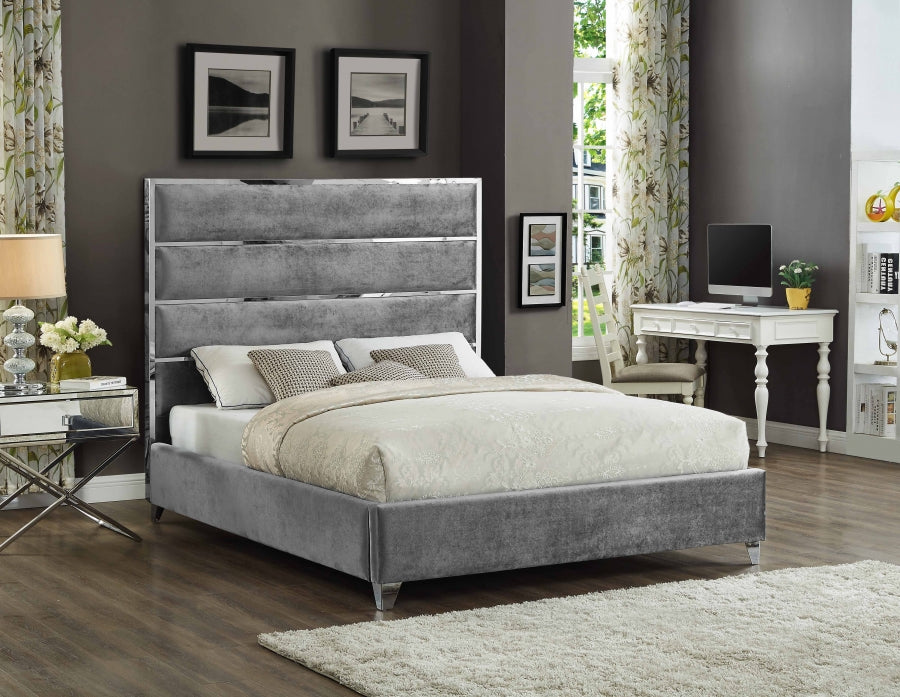 Zuma Velvet King Bed Grey - ZumaGrey-K