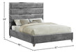 Zuma Velvet King Bed Grey - ZumaGrey-K