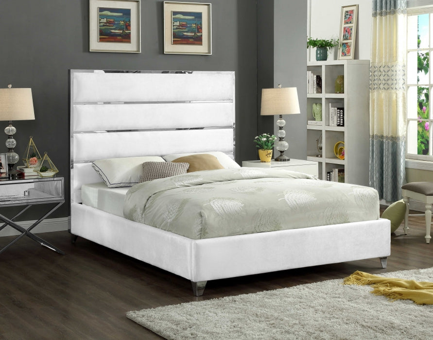 Zuma Velvet King Bed White - ZumaWhite-K