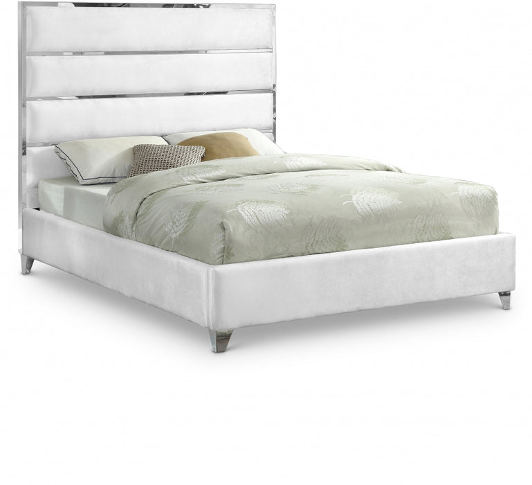 Zuma Velvet King Bed White - ZumaWhite-K