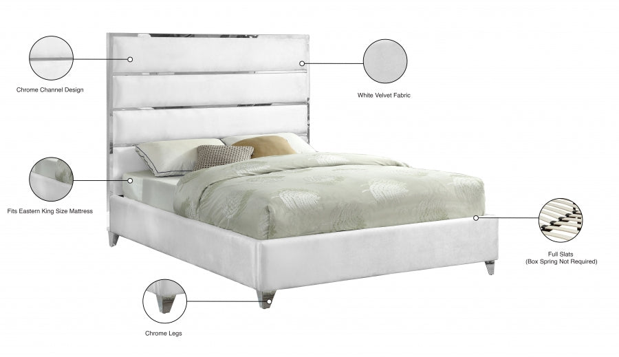 Zuma Velvet King Bed White - ZumaWhite-K