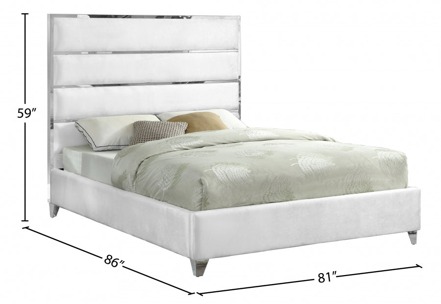 Zuma Velvet King Bed White - ZumaWhite-K