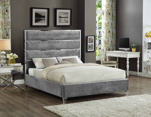 Zuma Velvet Queen Bed Grey - ZumaGrey-Q