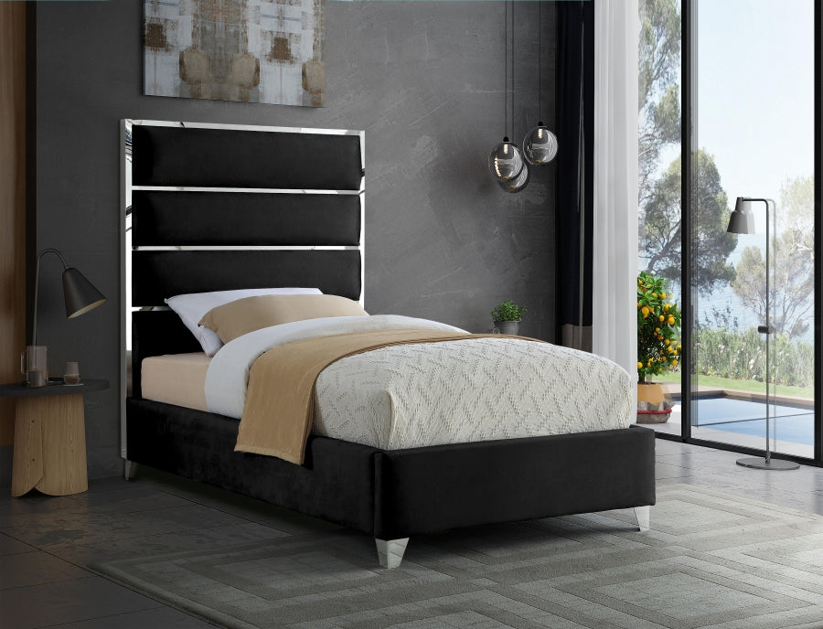 Zuma Velvet Twin Bed Black - ZumaBlack-T