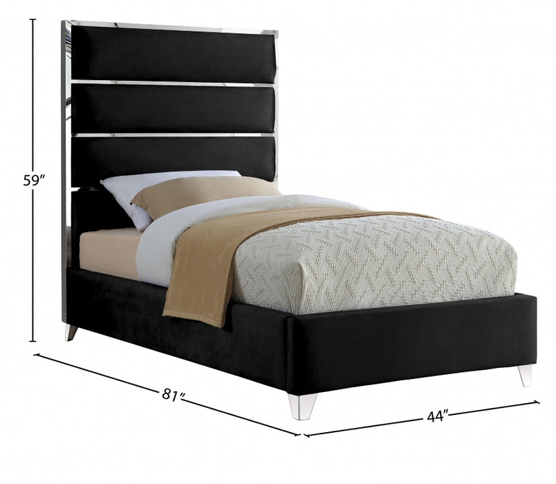 Zuma Velvet Twin Bed Black - ZumaBlack-T