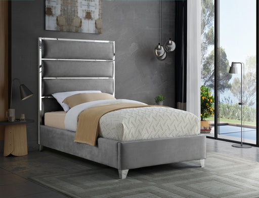 Zuma Velvet Twin Bed Grey - ZumaGrey-T