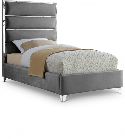 Zuma Velvet Twin Bed Grey - ZumaGrey-T