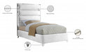 Zuma Velvet Twin Bed White - ZumaWhite-T